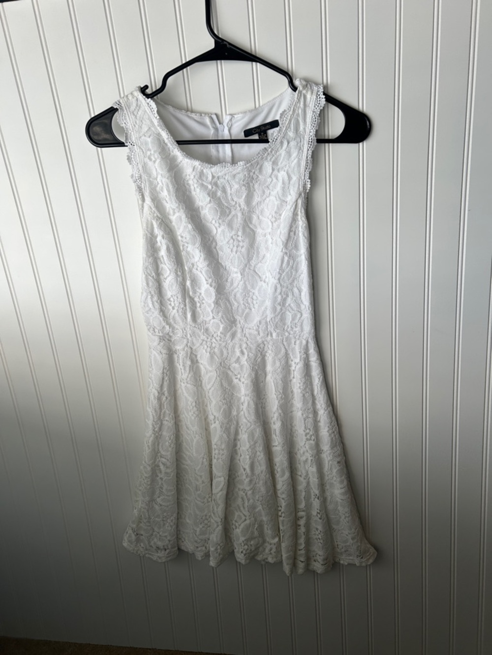 City Studio White Lace Mini Dress - Sleeveless Fit & Flare